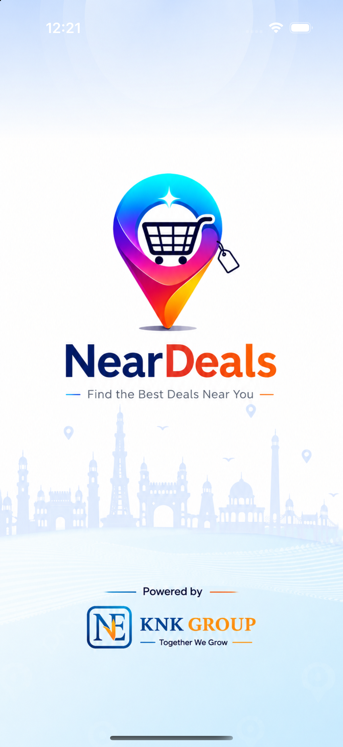 NearDeals a familiar welcome screen