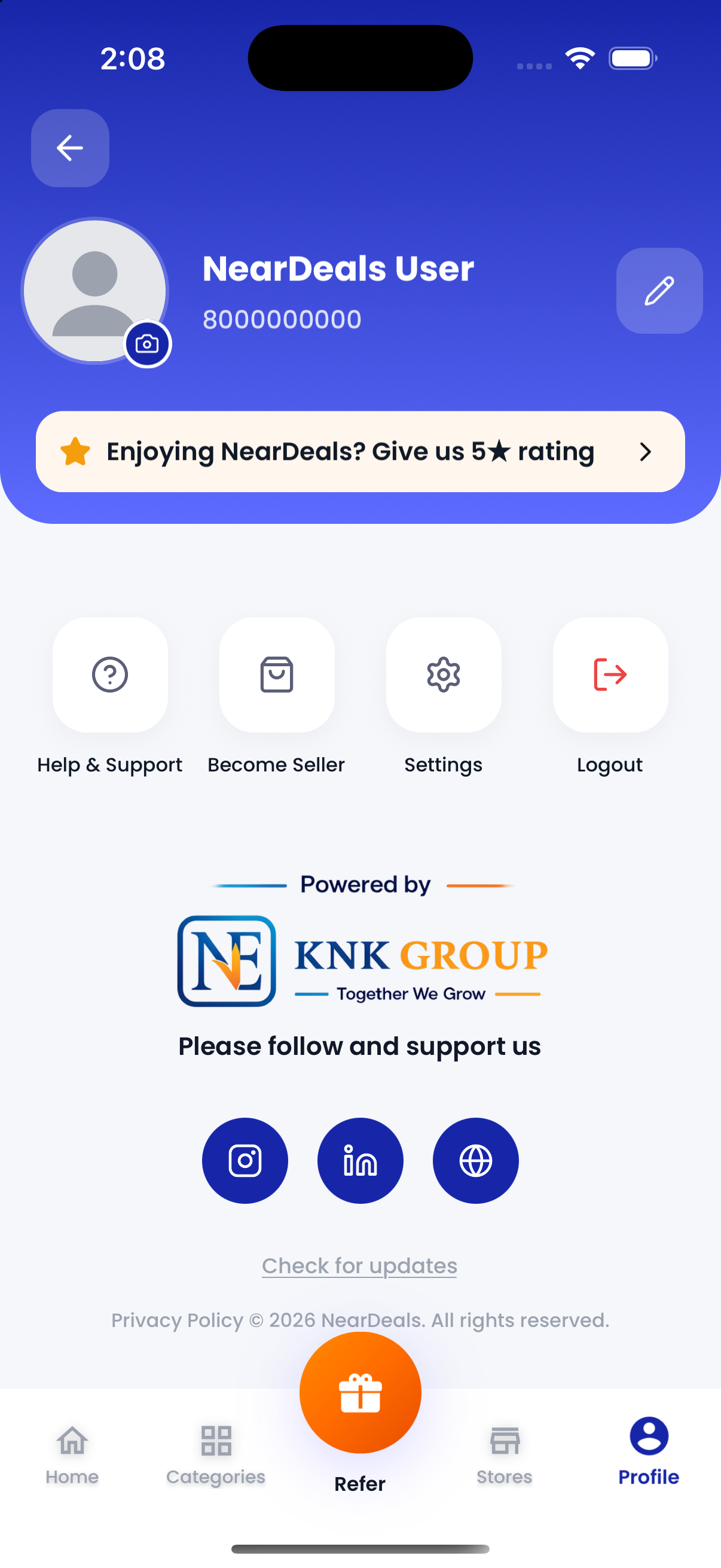 NearDeals your personal space screen
